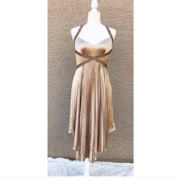 Laundry By Shelli Segal Dresses & Skirts - LAUNDRY SHELLI SEGAL Pleated Beaded Halter Dress